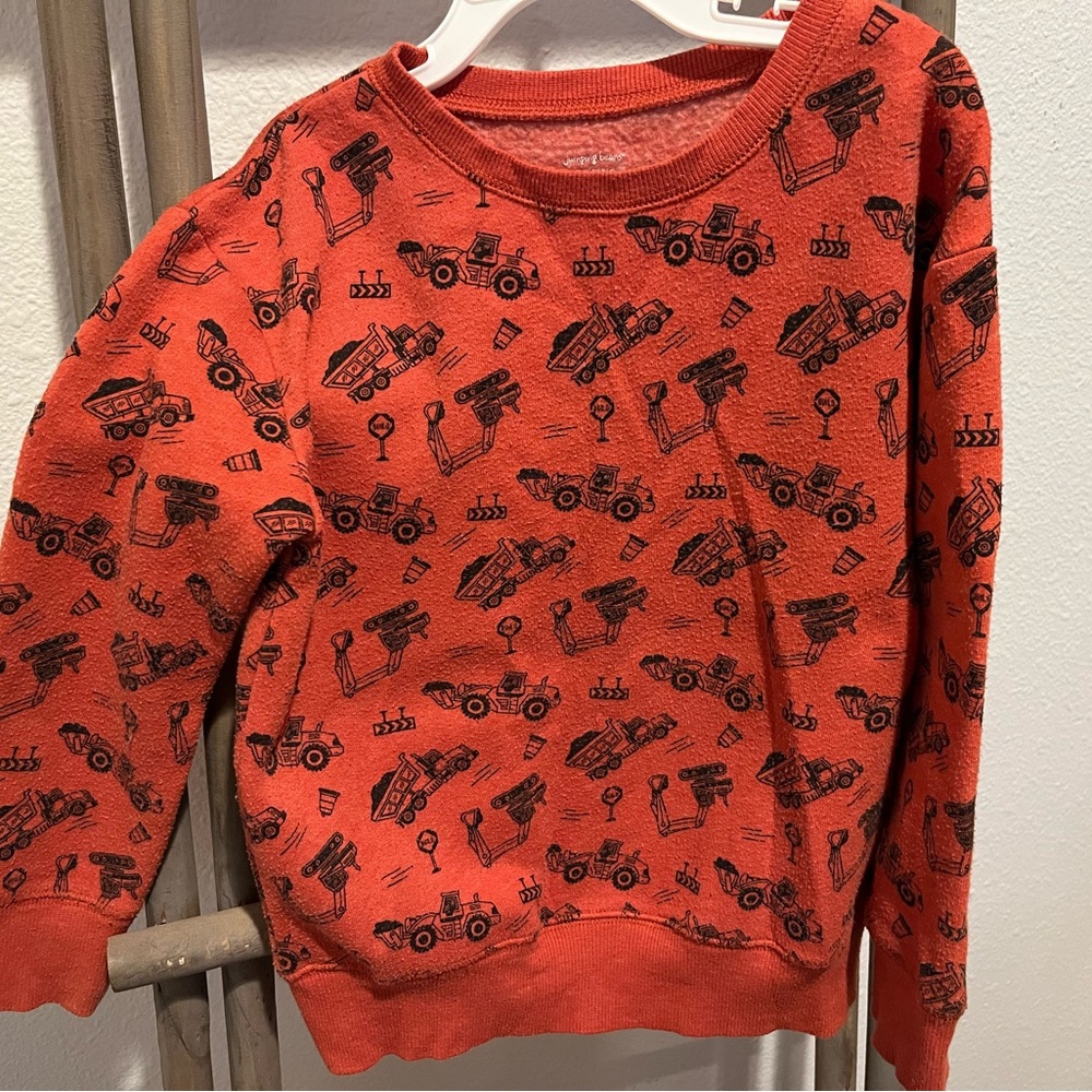 Super Soft! Jumping Beans Size 5T Orange Trucks Dumptrucks Crew Neck Sweatshirt